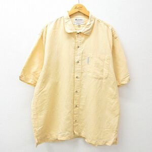 XL/古着 コロンビア 半袖 シャツ メンズ 00s ワンポイントロゴ 大きいサイズ 薄黄 イエロー 24apr13 中古 トップス