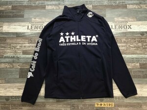 ATHLETA アスレタ メンズ ビッグロゴプリント ポリエステル ジップ ジャージジャケット S 紺