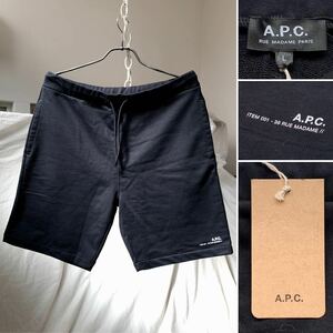 新品 A.P.C. アーペーセー short item NOIR ロゴ スウェット ショートパンツ メンズ APC ショーツ 黒 ハーフパンツ COEAS H10148 送料無料