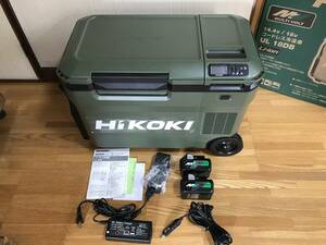 ☆美品☆　HiKOKI　ハイコーキ　コードレス冷温庫　UL18DB　フォレストグリーン　バッテリー２個付き