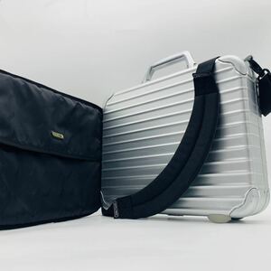 【極美品】廃盤 青ロゴ RIMOWA リモワ Attache アタッシェ 最小サイズ 10L ショルダーストラップ PCケース付 アルミ 2way アタッシュケース