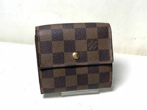 693 極美品　ルイヴィトン LOUIS VUITTON Wホック財布 N61652 ポルトモネビエカルトクレディ ダミエキャンバス エベヌ 財布 ダミエ