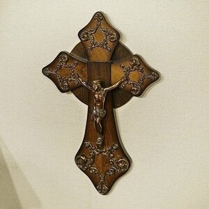 英国イギリスアンティーク 十字架 壁掛式 キリスト クロス イエス Crucifix 教会 S036