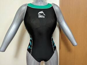 アリーナ 女子競泳水着 MAR-3061WR 黒/黄緑 サイズL