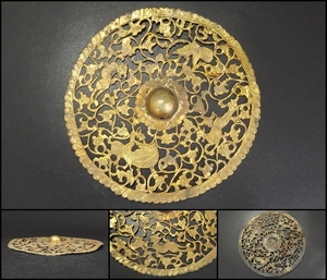 【240429⑧】古代中国美術　鍍金銅製華鬘　仏具　仏教美術