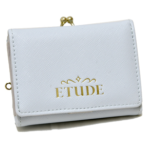 新品 ETUDE がま口 コンパクトウォレット エチュード 三つ折り財布 水色 ブルー レザー 未使用 レディース