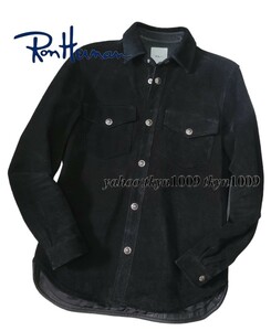 希少！ Ron Herman CALIFORNIA ロンハーマン コンチョ釦 スウェード レザーシャツジャケット BLACK ブラック 定価 約16万円