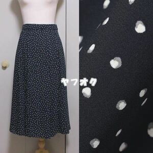 23区【洗える】バックサテンアムンゼン ドットプリント スカート(紺38・Ｍサイズ)新品