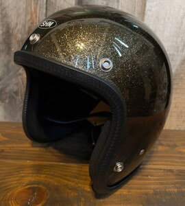  Lot-504 ジェットヘルメット SHM SG規格(全排気量) スモールジェッペル 日本製 フレーク塗装 BLACK FLAKE (S or M)