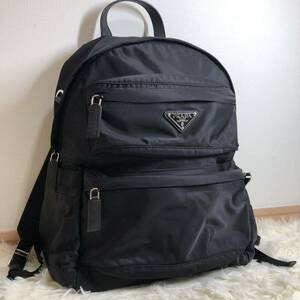 未使用級 超極美品 極美品 プラダ PRADA リュック ナイロン 三角プレート バックパック 2VZ025 ブラック 現行 完売品 メンズ レディース 黒