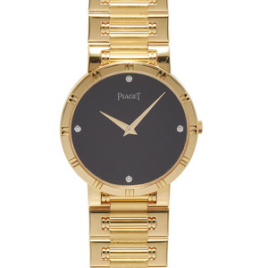 PIAGET ピアジェ ダンサー オニキス 4Pダイヤ 84023 ボーイズ YG 腕時計 クオーツ 黒/オニキス文字盤 Aランク 中古 銀蔵