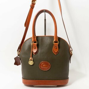 【1円スタート】DOONEY&BOURKE ドゥーニー＆バーク U.S.A製 2way ハンドバッグ ショルダーバッグ ダークグリーン ブラウン レザー 本革 鞄