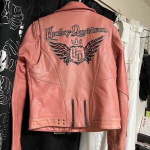 HARLEY-DAVIDSON レザージャケット ピンク　ハーレーダビッドソン 本革 革ジャン レディース