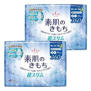 エリス Megami 素肌のきもち 超スリム 羽つき 36cm (特に多い夜) 24枚(12枚入×2パック) まとめ買い