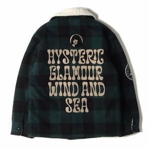 新品同様 HYSTERIC GLAMOUR ヒステリックグラマー 23AW WIND AND SEA ワッペン 裏ボア バッファロー チェック ランチ コート Ranch Coat