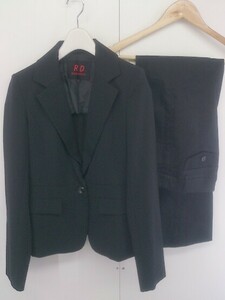 ◇ Rouge Diamant ルージュディアマン シングル1B パンツ スーツ 上下 セットアップ サイズ36 ブラック レディース