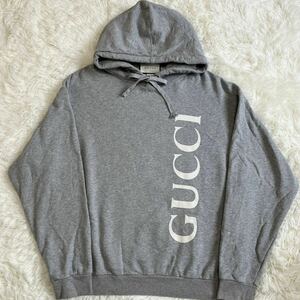 極美品 希少XLサイズ グッチ【人気デザイン】 GUCCI パーカー スウェット トレーナー トップス インターロッキング ロゴ メンズ グレー