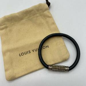 LOUIS VUITTON ルイ ヴィトン ブレスレット ディジットダミエ ブラック シルバー レザー アクセサリー P1331