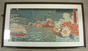 朝鮮豊島海戦★日軍大勝利 迫力の版画