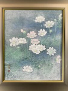 真作■日本画■小林美代子■『秋桜』■優しいタッチの逸品■額付絵画■共シール■1ｃ