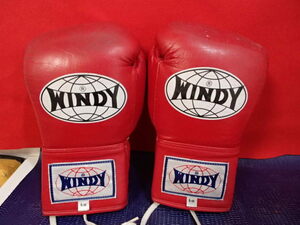 WINDY ウィンディ　赤　ボクシンググローブ 紐　6oz 　ボクシング 格闘技 