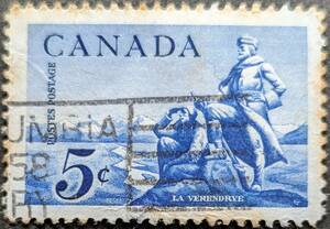 【外国切手】 カナダ 1958年06月04日 発行 ラ・ヴェランドリー (探検) 記念 消印付き