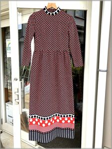 ★ビンテージ　70s　ワンピース　水玉模様　アメリカ買付★検 60s レトロ ドレス 古着 レディース 女性 USA製