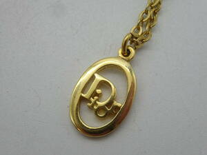 ☆ブランドアクセ☆ #27442 Christian Dior/クリスチャンディオール ネックレス ゴールド系 ロゴ オーバル型
