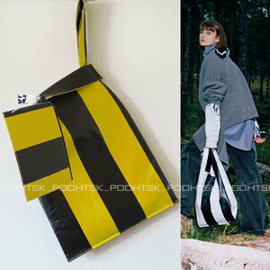 バレンシアガBALENCIAGA 2018AW ARENAアリーナSUPERMARKET SHOPPERストライプ ロゴ スーパー マーケット ショッパー トート バッグ デムナ