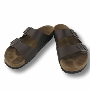 《オススメ◎》BIRKENSTOCK ビルケンシュトック★レザースライドサンダル*シューズ*靴*ブラウン*サイズ27㎝(AC1085)◆S80