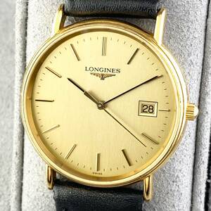 【1円〜】LONGINES ロンジン 腕時計 メンズ グランドクラシック L4.636.2 ゴールド文字盤 ラウンドフェイス デイト 可動品