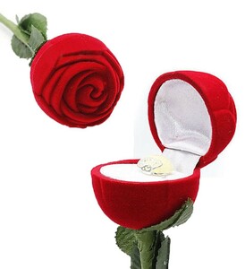 リングケース 真っ赤なバラ 1本