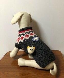 新品 手編みランド♪　犬服　小型犬用　ロピセーター （小型犬 M寸）ヨークシャーテリア、マルチーズ等　Dー011