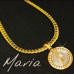 1円スタート マリアモチーフ 喜平ネックレス 18K Gold Plated 18KGP 鍍金 ゴールド necklace 48cm レディース メンズ ユニセックス 225+001