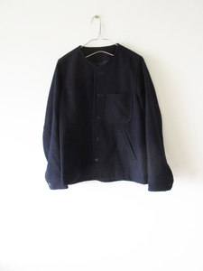 美品 ゴーシュ / プレスウールノーカラージャケット 2 NAVY / レディース カーディガン