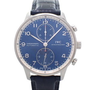 【保証書付】 IWC ポルトギーゼ・クロノ・オートマティック ローレウス IW371432 SS 腕時計 2007年購入 ブルー 40802073239【アラモード】