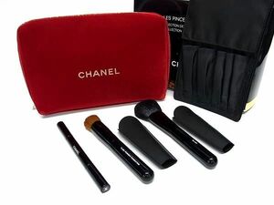 ■新品■未使用■ CHANEL シャネル レ パンソー ドゥ シャネル 2019 メイクブラシセット 化粧ブラシ ポーチ 3本セット レッド系 FA1204