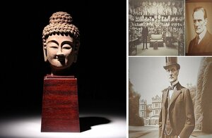 実業家コレクト放出　195　北魏如来頭　仏頭　高さ約29cm　（検）仏教美術 仏像 唐物 中国美術 石彫 石仏