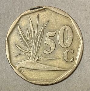 南アフリカ　50セント　1994年　外国コイン　