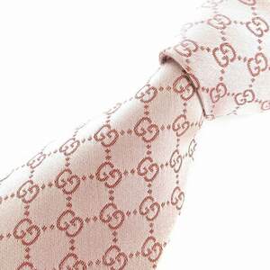 グッチ GUCCI GGパターン ネクタイ レギュラータイ 総柄 シルク ピンク ■SM1 メンズ