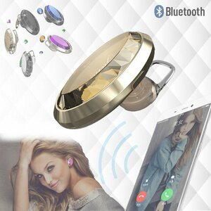 Bluetooth 搭載 オーバル型 ジュエリー ワイヤレスイヤホン ゴールド 片耳 独立型 コードレス クリスタル 宝石 ビジュー ヘッドホン
