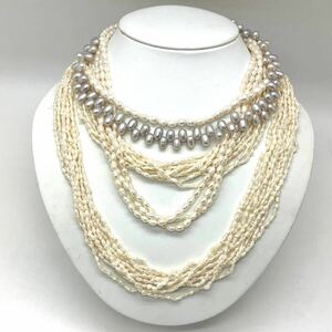 ［淡水パールネックレス5点おまとめ］a 重量約182.0g 真珠 オーバル バロック ケシ necklace accessory jewelry silver DA0