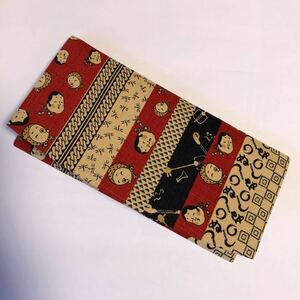長財布 財布 札入 時代小紋シリーズ おかめひょっとこ柄 日本製 赤系 和柄 A