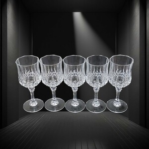ボヘミアグラス　ワイングラス　5客セット　クリスタル カットガラス