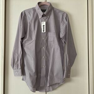 送料無料　新品　長袖ドレスシャツ ワイシャツ　ボタンシャツ ストライプ　サイズM 39-80 形態安定　送料込み