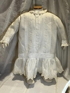 ビスクドール用ドレス 63～65cmの人形用 アンティークとヴィンテージの生地 コットンドレス　
