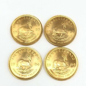 K22 南アフリカ クルーガーランド金貨 1/4oz 4枚 おまとめ 総重量33.9ｇ【CEAL6041】