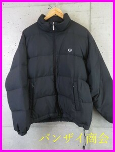 3150s18◆人気です◆FRED PERRY フレッドペリー 羽毛ダウンジャケット L/ブルゾン/ポロシャツ/メンズ/男性/ブラック/黒