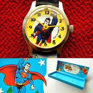 激レア★箱付★1977年 スーパーマン DC Comics ビンテージ手巻き腕時計 アメリカンコミックヒーロー キャラクター