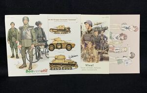 レア 吉川和篤先生 イラストポストカード ４枚 オマケ１枚 イタリア軍 ガルパン 八九式中戦車 伊太利堂 
